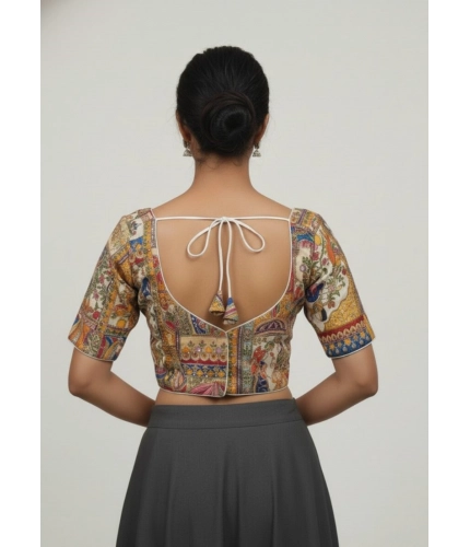 Generic Women's Crepe Position Print V Neck Short Sleeve Readymade Blouse (White 38 Ready , Alterable 36–40)-PID65825 Generic Women's Crepe Position Print V Neck Short Sleeve Readymade Blouse (White 38 Ready , Alterable 36–40)-PID65825