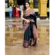 Generic Women's Soft Litchi Silk Jacquard Work Saree With Unstitched Blouse 5.5Mtr (Black)