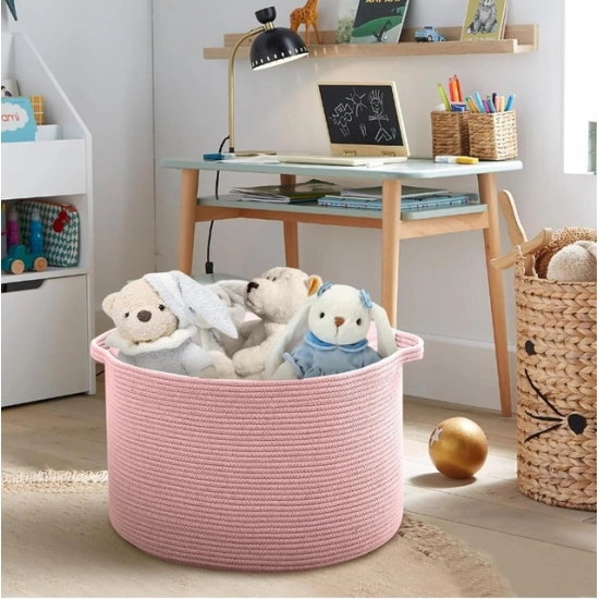 Generic Cotton Pack Of_1 14x12 Inch Storage Basket For Clothes With Out Lid (Pink) Generic Cotton Pack Of_1 14x12 Inch Storage Basket For Clothes With Out Lid (Pink)
