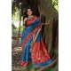 Generic Women's Faux_Tussar_Silk Printed Saree With Unstitched Blouse 5.5Mtr (Blue)