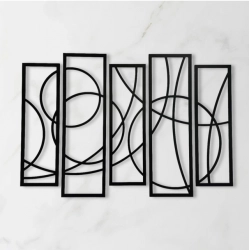 Generic Wooden 5-Piece Wall Art Panel Frame – Elegant Black Abstract Design