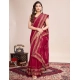 Generic Women's Vichitra Silk Embroidery Work Saree With Unstitched Blouse 5.5Mtr (Red)