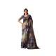 Generic Women's Faux_Linen Printed Saree With Unstitched Blouse 5.5Mtr (Navy_Blue)
