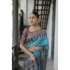 Generic Women's Faux_Tussar Ikat Saree With Unstitched Blouse 5.5Mtr (Aqua_Blue)