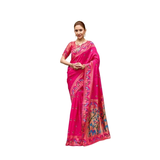 Generic Women's Silk Blend Woven Saree With Unstitched Blouse 5.5 Mtr (Pink) Generic Women's Silk Blend Woven Saree With Unstitched Blouse 5.5 Mtr (Pink)