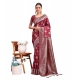 Generic Women's Banarasi Silk Printed Saree With Unstitched Blouse 5.5Mtr (Maroon)