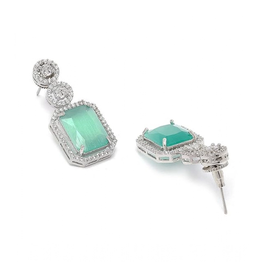 Generic Women's Brass Silver Plated Drop Earrings (Turquoise) Generic Women's Brass Silver Plated Drop Earrings (Turquoise)
