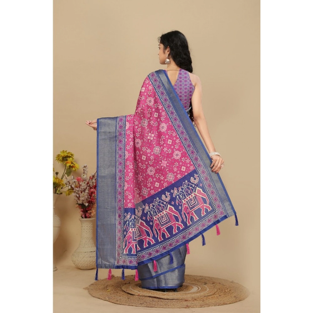 Generic Women's Cotton Silk Printed Saree With Unstitched Blouse 5.5Mtr (Pink) Generic Women's Cotton Silk Printed Saree With Unstitched Blouse 5.5Mtr (Pink)