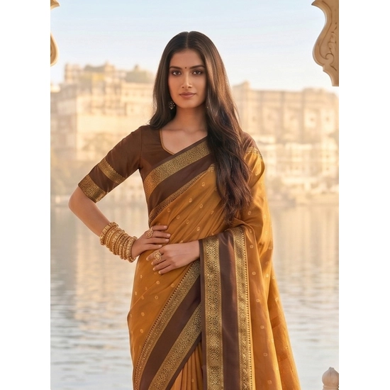 Generic Women's Silk Blend Printed Saree With Unstitched Blouse 5.5Mtr (Mustard-Brown) Generic Women's Silk Blend Printed Saree With Unstitched Blouse 5.5Mtr (Mustard-Brown)