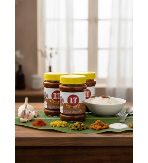 Generic Pack of_3 300GM LT Garlic Pickle Traditional Digestive Side Dish (Red)