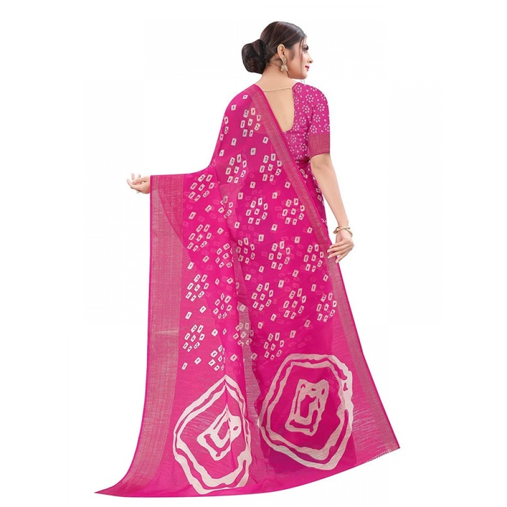 Generic Women's Cotton Silk Bandhni Saree With Unstitched Blouse 5.5Mtr (Pink) Generic Women's Cotton Silk Bandhni Saree With Unstitched Blouse 5.5Mtr (Pink)