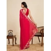 Generic Women's Georgette Printed Saree With Unstitched Blouse 5.5Mtr (Red)