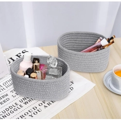 Generic Cotton 8x3 Inch Round 2 Set Bedside Organizer With Out Lid (Gray)