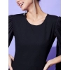 Generic Women's Polyeter Solid Cape Sleeve Jumpsuit (Black)