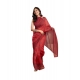Generic Women's Faux_Linen Printed Ready-to-Wear Saree With Unstitched Blouse 5.5 Mtr (Red)