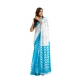 Generic Women's Linen Cotton Printed Ready To Wear Saree With Unstitched Blouse 5.5 Mtr (Sky_Blue)