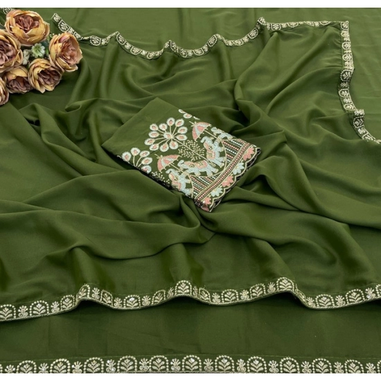 Generic Women's Art Silk Embroidered Saree With Unstitched Blouse 5.5Mtr (Green) Generic Women's Art Silk Embroidered Saree With Unstitched Blouse 5.5Mtr (Green)