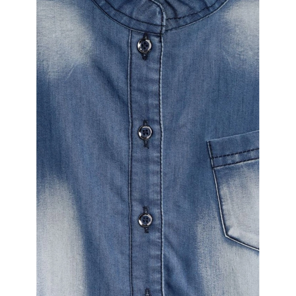 Generic Girl's Denim Embellished Sleeveless Jumpsuit (Blue) Generic Girl's Denim Embellished Sleeveless Jumpsuit (Blue)