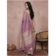 Generic Women's Cotton Printed Saree With Unstitched Blouse 5.5Mtr (Purple)