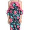 Generic Girl's Polyester Floral Cold Shoulder Jumpsuit (Pink) Generic Girl's Polyester Floral Cold Shoulder Jumpsuit (Pink)
