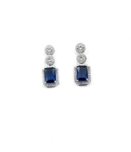 Generic Women's Brass Silver Plated Drop Earrings (Blue)