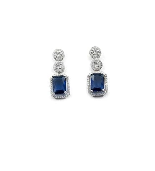Generic Women's Brass Silver Plated Drop Earrings (Blue) Generic Women's Brass Silver Plated Drop Earrings (Blue)