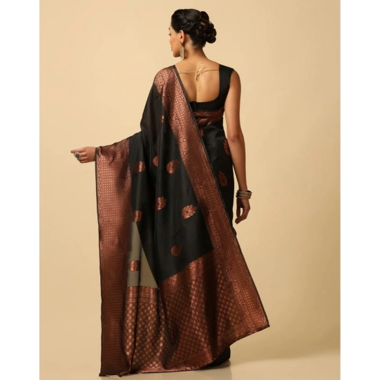 Generic Women's Soft Lichi Silk Printed Saree With Unstitched Blouse 5.5Mtr (Black) Generic Women's Soft Lichi Silk Printed Saree With Unstitched Blouse 5.5Mtr (Black)
