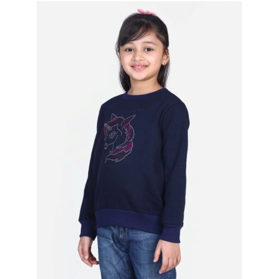 Generic Girl's Fleece Embellished Long Sleeves Sweatshirt (Navy Blue) Generic Girl's Fleece Embellished Long Sleeves Sweatshirt (Navy Blue)