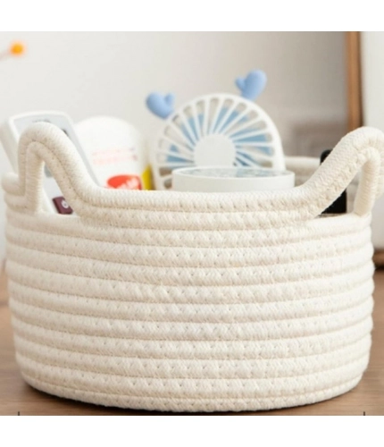 Generic Cotton Pack Of_1 Cat Basket 8x4 Inch Storage Basket For Clothes (White)