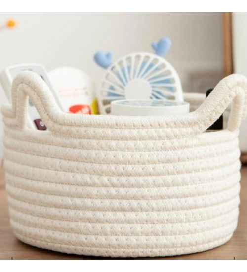 Generic Cotton Pack Of_1 Cat Basket 8x4 Inch Storage Basket For Clothes (White) Generic Cotton Pack Of_1 Cat Basket 8x4 Inch Storage Basket For Clothes (White)