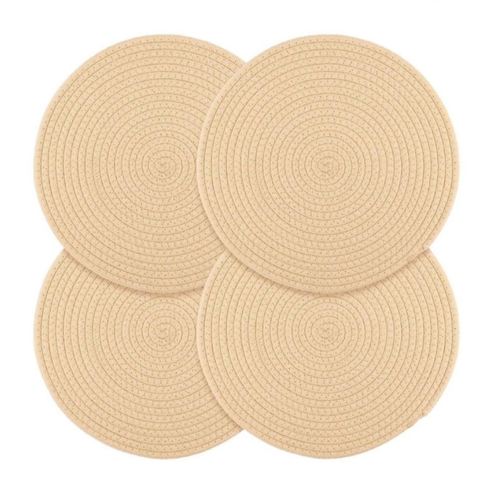 Generic Cotton Dining Table Round Placemat Mats Set of 4 (Cream) Generic Cotton Dining Table Round Placemat Mats Set of 4 (Cream)