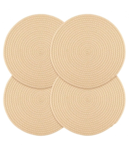 Generic Cotton Dining Table Round Placemat Mats Set of 4 (Cream)
