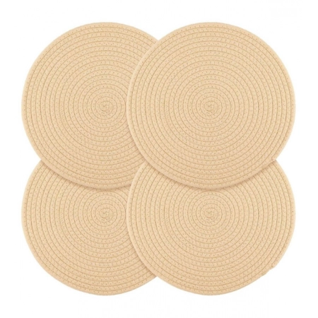 Generic Cotton Dining Table Round Placemat Mats Set of 4 (Cream) Generic Cotton Dining Table Round Placemat Mats Set of 4 (Cream)