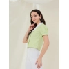 Generic Women's Cotton Striped Half Sleeve Shirt (Green - White)