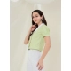 Generic Women's Cotton Striped Half Sleeve Shirt (Green - White)