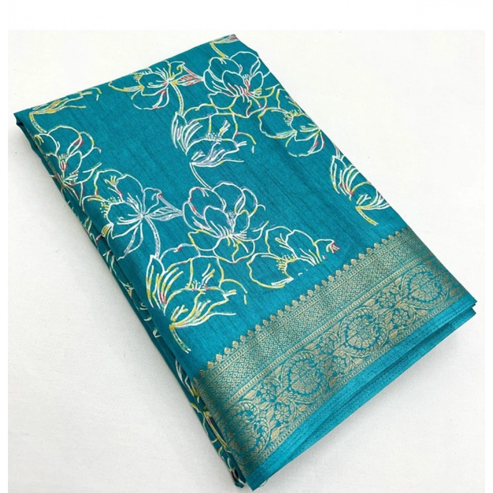 Generic Women's Cotton Silk Floral Printed Saree With Unstitched Blouse 5.5Mtr (Rama) Generic Women's Cotton Silk Floral Printed Saree With Unstitched Blouse 5.5Mtr (Rama)