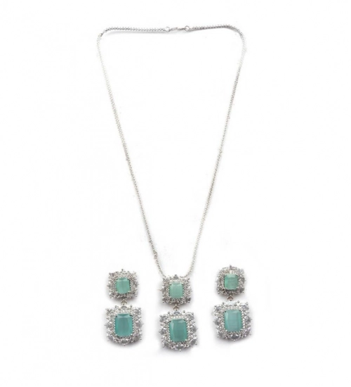 Generic Women's Brass Silver Plated Pendant Set (Mint) Generic Women's Brass Silver Plated Pendant Set (Mint)