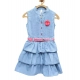Generic Girl's Denim Embellished Sleeveless Dress with Belt (Light Blue)