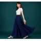 Generic Women's Georgette Solid Mid-Rise Wide Leg Flared Palazzo Pants with Elastic Waist (Navy Blue)