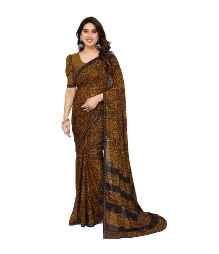 Generic Women's Georgette Printed Saree With Unstitched Blouse 5.5Mtr (Multicolor)