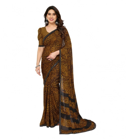 Generic Women's Georgette Printed Saree With Unstitched Blouse 5.5Mtr (Multicolor)