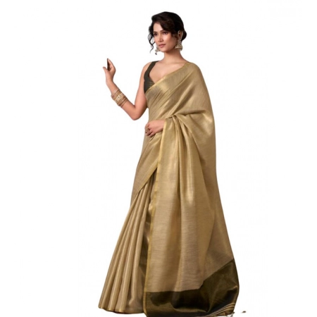 Generic Women's Tissue Silk Solid Saree With Unstitched Blouse 5.5Mtr (Gold) Generic Women's Tissue Silk Solid Saree With Unstitched Blouse 5.5Mtr (Gold)
