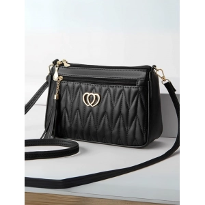 Generic Women's PU Leather Zipper Sling Bag (Black)