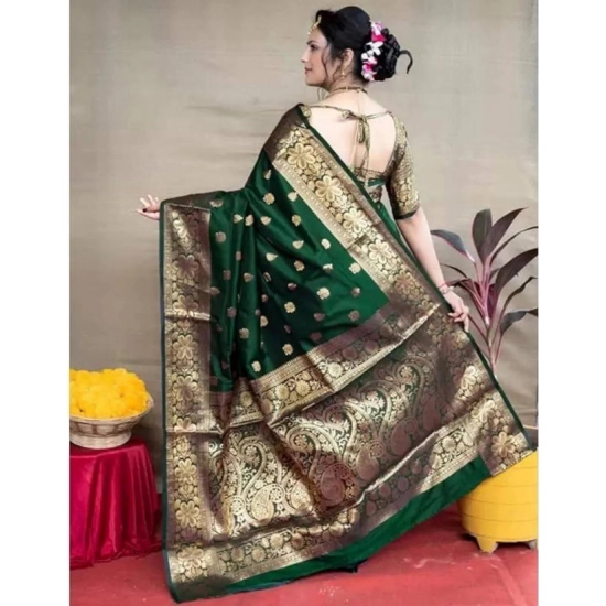 Generic Women's Soft Litchi Silk Jacquard Work Saree With Unstitched Blouse 5.5Mtr (Green) Generic Women's Soft Litchi Silk Jacquard Work Saree With Unstitched Blouse 5.5Mtr (Green)