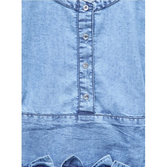 Generic Girl's Denim Embellished Cap Sleeve bow Dress (Light Blue) Generic Girl's Denim Embellished Cap Sleeve bow Dress (Light Blue)