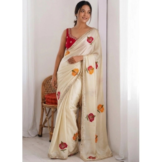Generic Women's Georgette Embellished Saree With Unstitched Blouse 5.5Mtr (Beige) Generic Women's Georgette Embellished Saree With Unstitched Blouse 5.5Mtr (Beige)