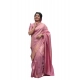 Generic Women's Soft Litchi Silk Jacquard Work Saree With Unstitched Blouse 5.5Mtr (Pink)