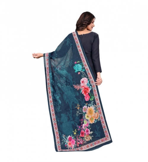 Generic Women's chanderi silk  Printed Dupatta (Navy Blue, Length: 2 Mtr)