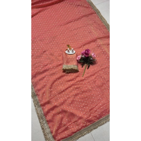 Generic Women's Silk Embellished Saree With Unstitched Blouse 5.5Mtr (Peach) Generic Women's Silk Embellished Saree With Unstitched Blouse 5.5Mtr (Peach)