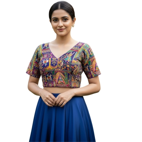 Generic Women's Crepe Position Print V Neck Short Sleeve Readymade Blouse (Purple 38 Ready , Alterable 36–40)-PID65823 Generic Women's Crepe Position Print V Neck Short Sleeve Readymade Blouse (Purple 38 Ready , Alterable 36–40)-PID65823